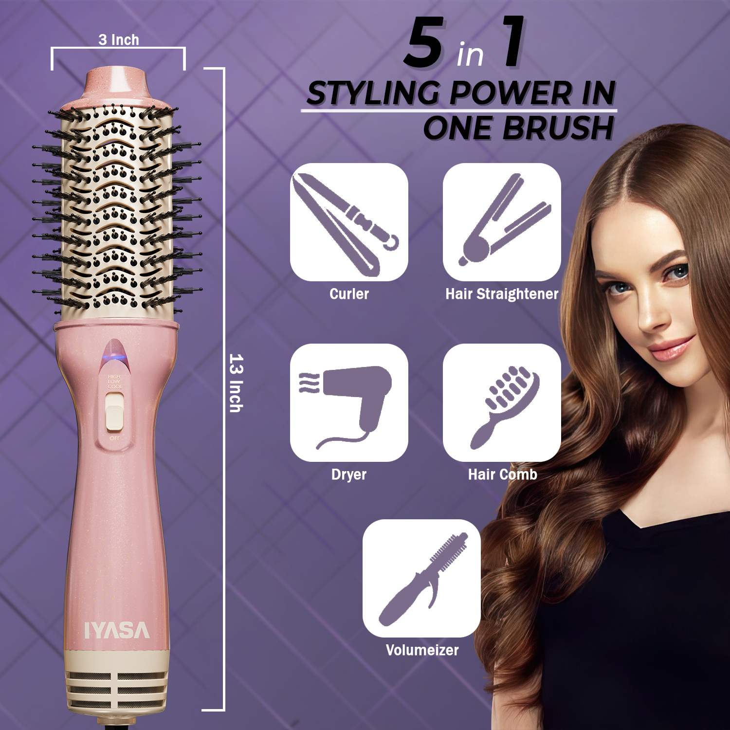 Blowout Hot Air Hair Dryer Brush - Rose & Gold