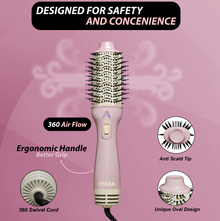 Blowout Hot Air Hair Dryer Brush - Pink & Gold