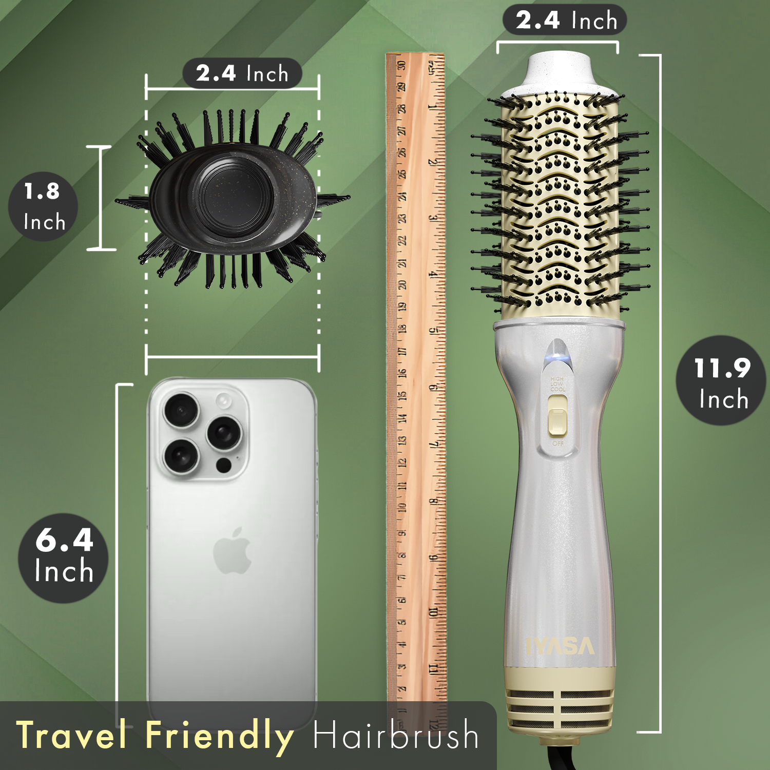 Blowout Hot Air Hair Dryer Brush - White & Gold