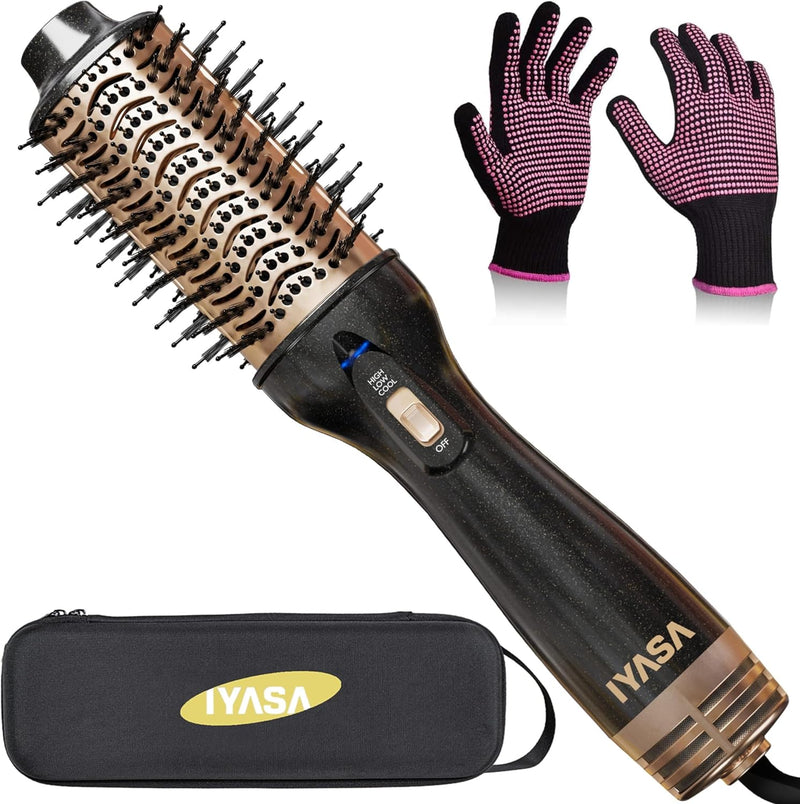 Blowout Hot Air Hair Dryer Brush/Case Combo - Black & Gold