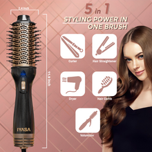 Blowout Hot Air Hair Dryer Brush - Black & Gold